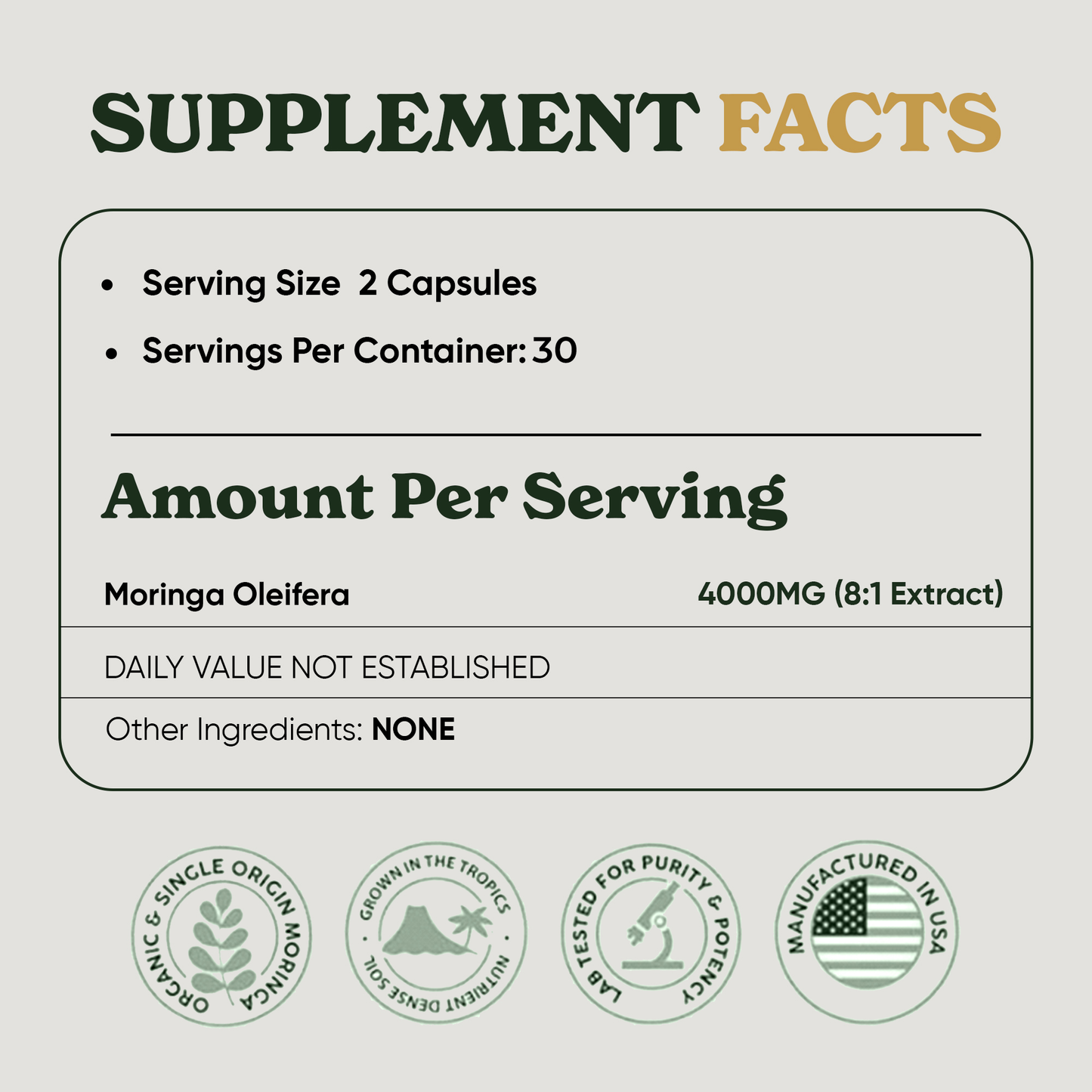 Organic Moringa Capsules – 60ct