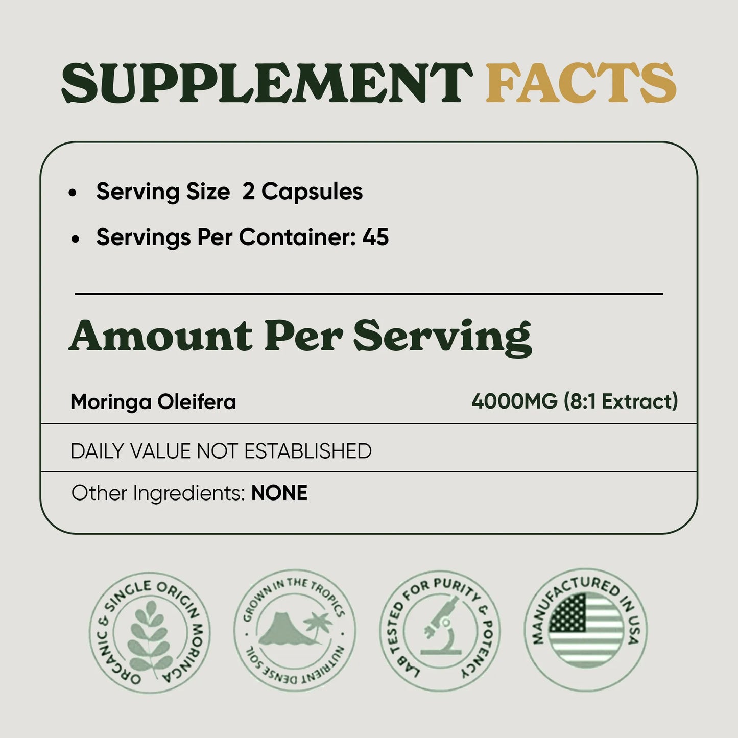 Organic Moringa Capsules – 90ct
